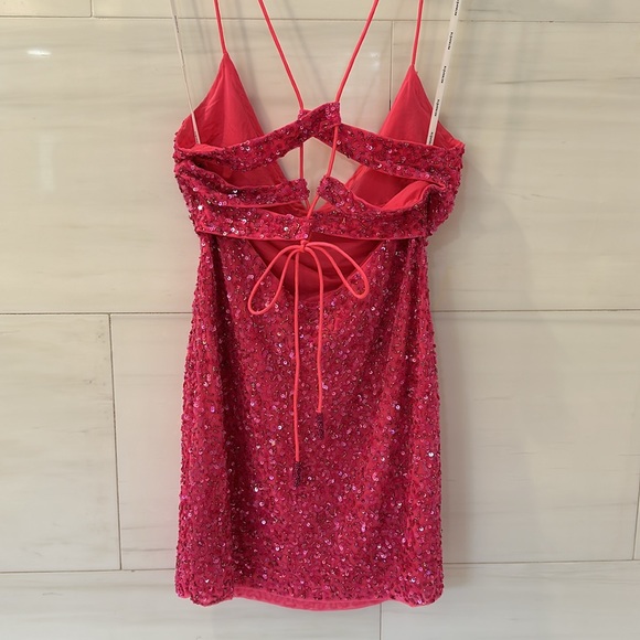 RETROFETE Neon Pink Sequin Dress- Size M - Picture 9 of 10